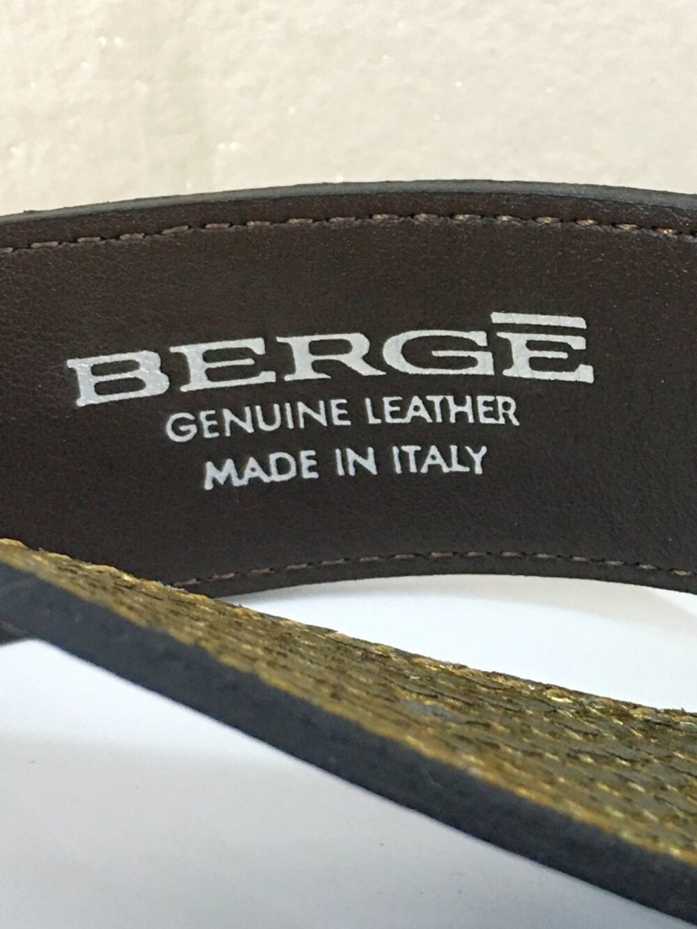 𝐁𝐄𝐑𝐆𝐄 Metallic Snakeskin Italian Leather Belt - NEW (w/o tags) circa 2000's - Picture 10 of 10